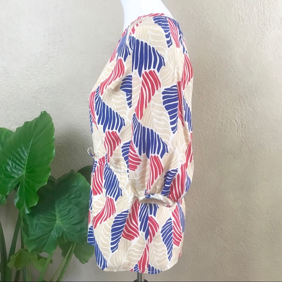 {Britt Ryan} Printed One Shoulder Silk Top Size 6 - Picture 4 of 6